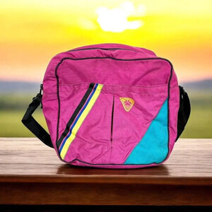 Vintage 80’s Hot Pink Teal Coleman Insulated Zip Cooler With Pockets And Strap